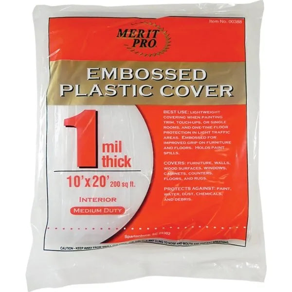 Merit Pro Dynamic 10 X 20' 1 Mil Plastic Drop Cloth, Flat Pack