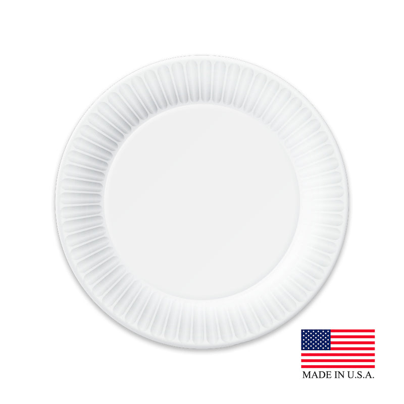 White 8 3/8" Heavy Coated Paper Plate 4/125 cs
