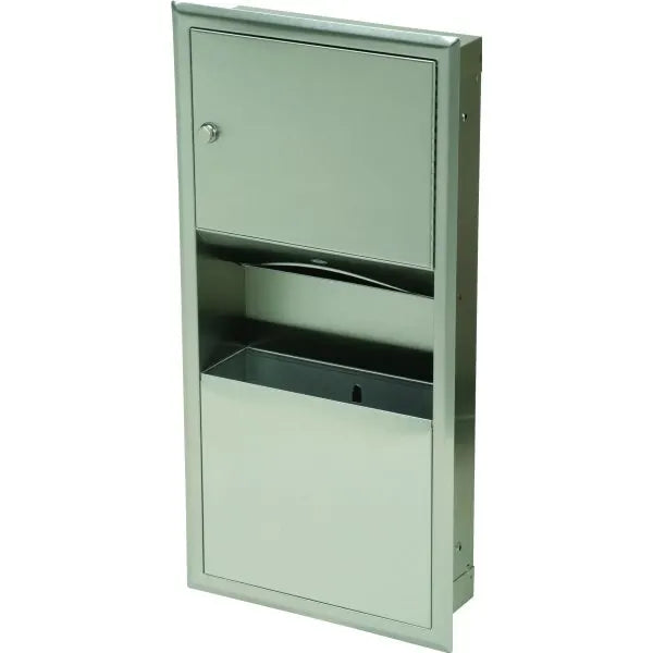 Bobrick® Folded Towel Dispenser And 2 Gallon Waste Bin (Stainless Steel)