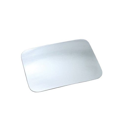 Silver/White 1 lb. Foil Laminated Oblong Board Lid For Aluminum Pan Bulk 1000/cs