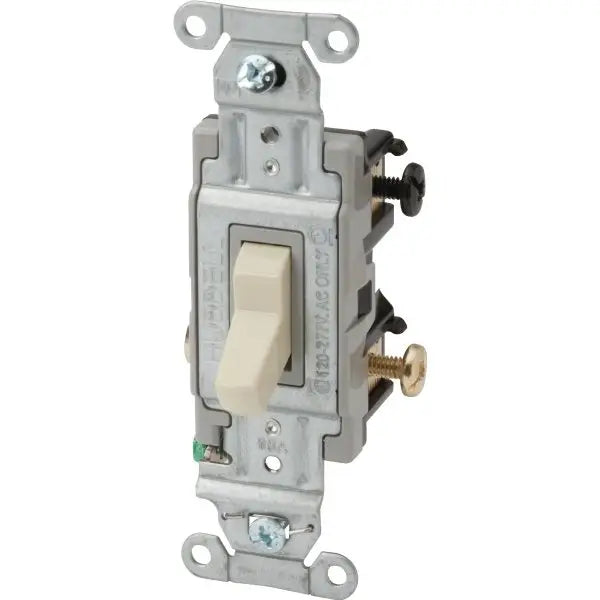 Hubbell 20 Amp 120/277 Vac 1-Pole 3-Way Toggle Switch (Ivory)