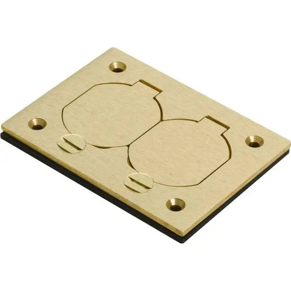 Hubbell Rectangular 1-Gang Floor Box Duplex Brass Cover W/ Lift Lids
