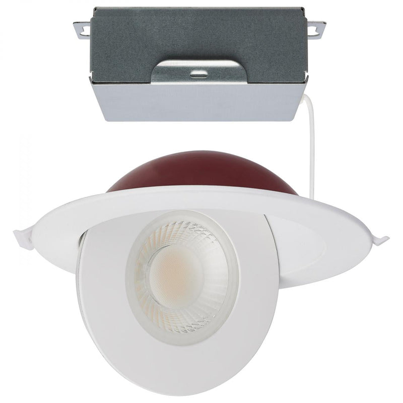 LED, Fire Finish Rated, Direct Wire Directional Downlight, Round Shape, White, CCT Selectable, Dimmable, 120 Volts