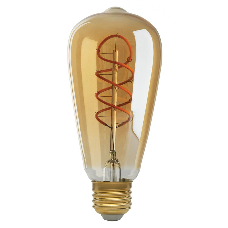 E26 LED Filament Lamps, Decorative Spiral, Amber, 120 Volt, 2000k