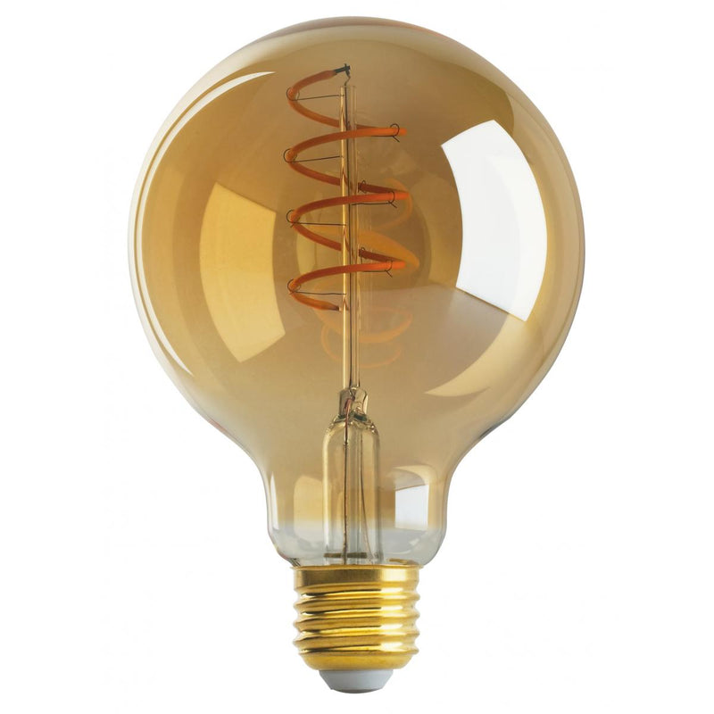 E26 LED Filament Lamps, Decorative Spiral, Amber, 120 Volt, 2000k