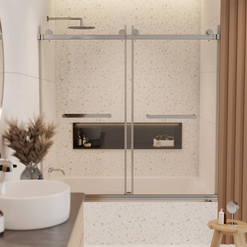 Tub Door Double Sliding Frameless - 60" x 66"