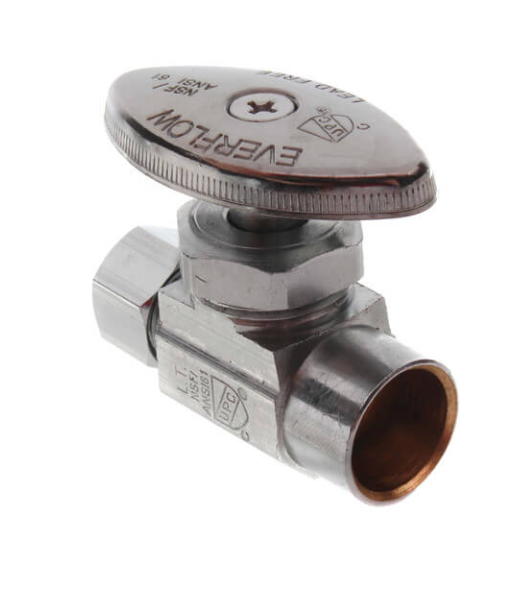 Straight Stop Valve Multi Turn 1/2" Nominal Sweat x 3/8" OD Compression - L/Free