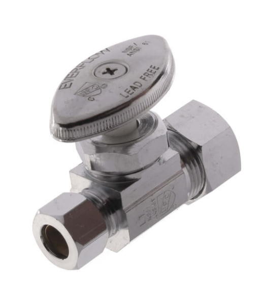 Straight Stop Valve Multi Turn 1/2" Nom Compression x 3/8" OD Compression  L/Free