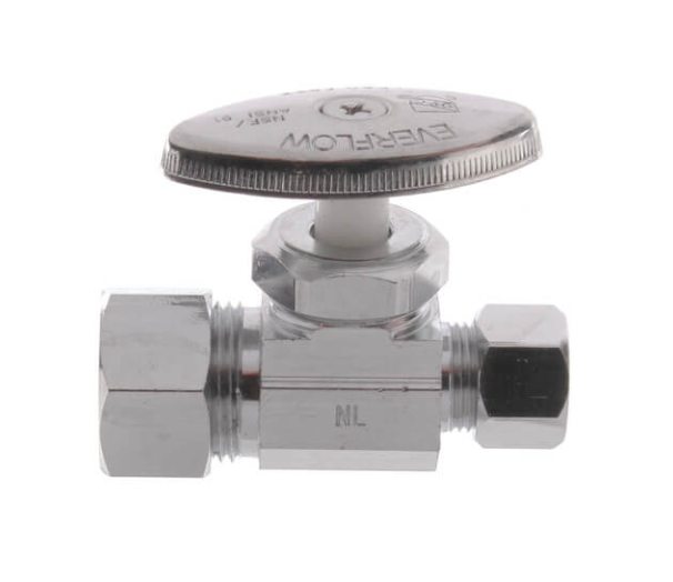 Straight Stop Valve Multi Turn 1/2" Nom Compression x 3/8" OD Compression  L/Free