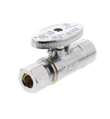 Straight Stop Valve 1/4 Turn 1/2" Nominal Sweat x 3/8" OD Compression