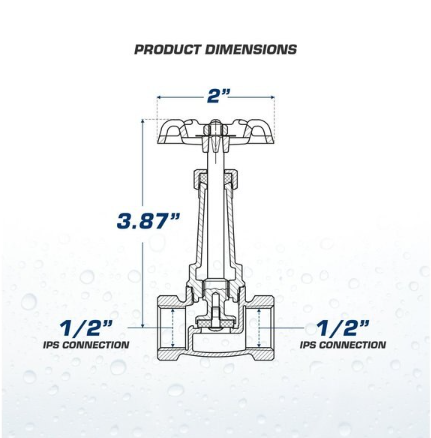 FIP Long Bonnet Stop Valve, Brass 1/2" x 1/2"