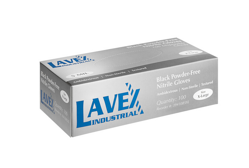 Black P/Free Disposable Nitrile 5 Mil Thick Textured Gloves 100/PC