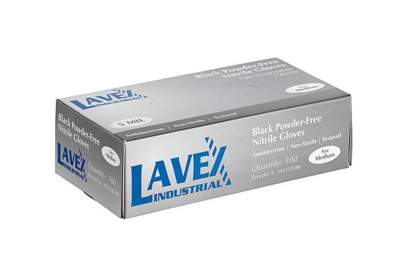 Black P/Free Disposable Nitrile 5 Mil Thick Textured Gloves 100/PC