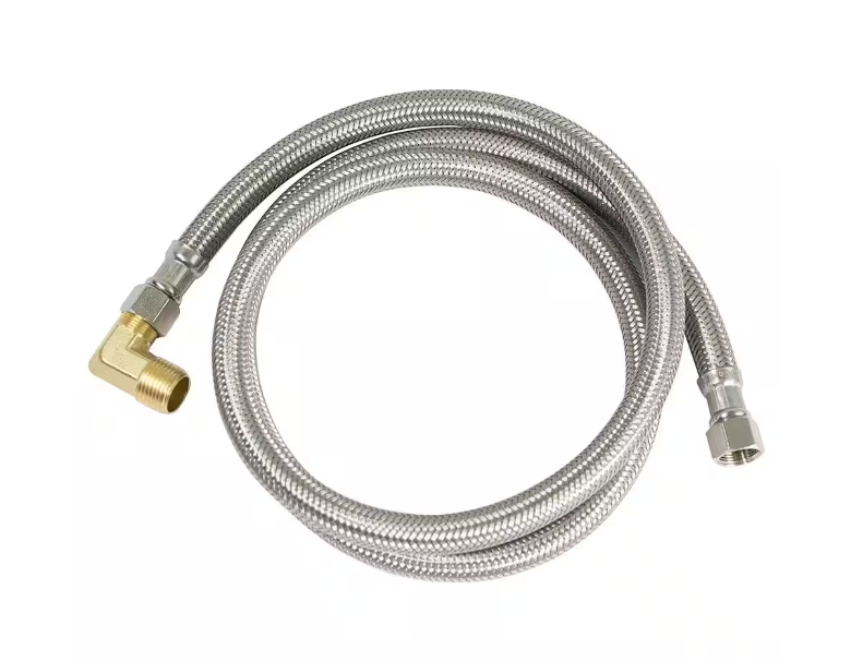 Braided Dishwasher Connector 3/8" x 3/8" With Brass Elbow