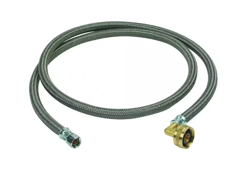 Braided Polymer Dishwasher Supply Line Connector 3/8” X 3/4” With Swivel Elbow