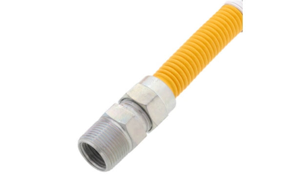Yellow Coated Gas Connector Gas Range / Furnace • 5/8” OD 1/2” ID
