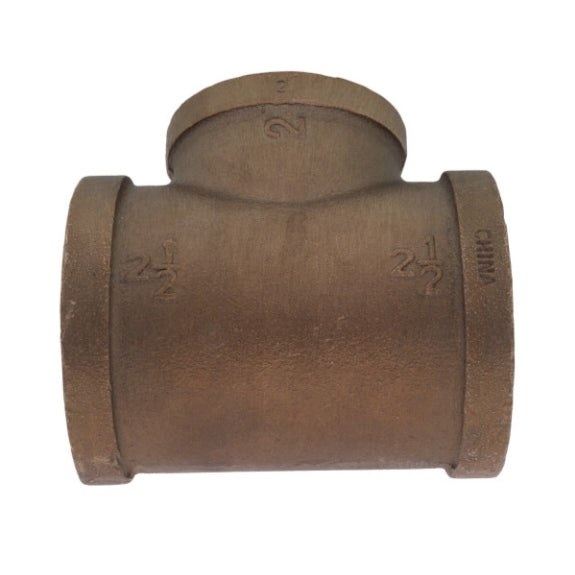 2-1/2" x 2-1/2" Reducing Brass Tee (Lead Free)