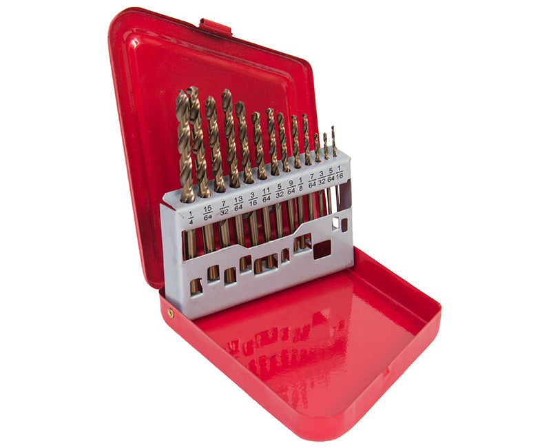 13 Piece Cobalt Drill Bit Set - 1/16" To 1/4"