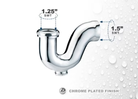 NY Regular Trap with Drain Plug for Tubular Drain Applications Chrome