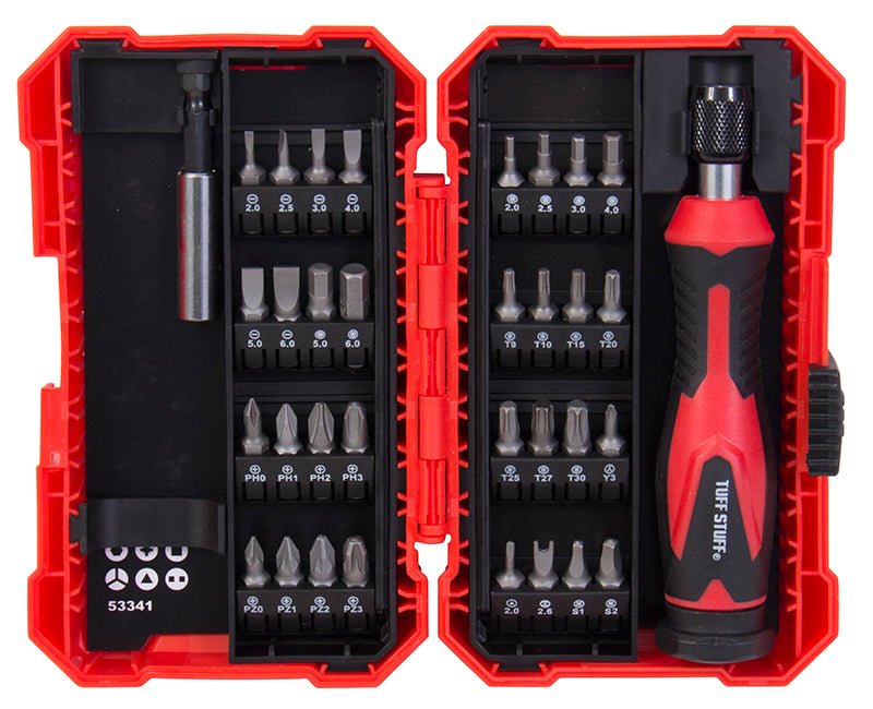 Screwdriver Set CR-V Bits W/ Bit Holder Carded - 34 Pieces