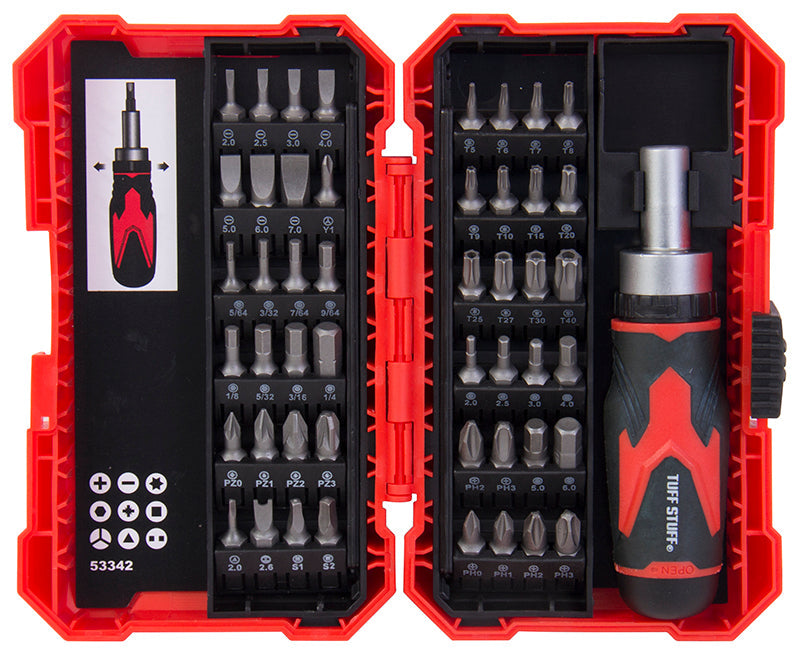 Ratchet Screwdriver Set CR-V Bits W/ Bit Holder Carded - 49 Pieces