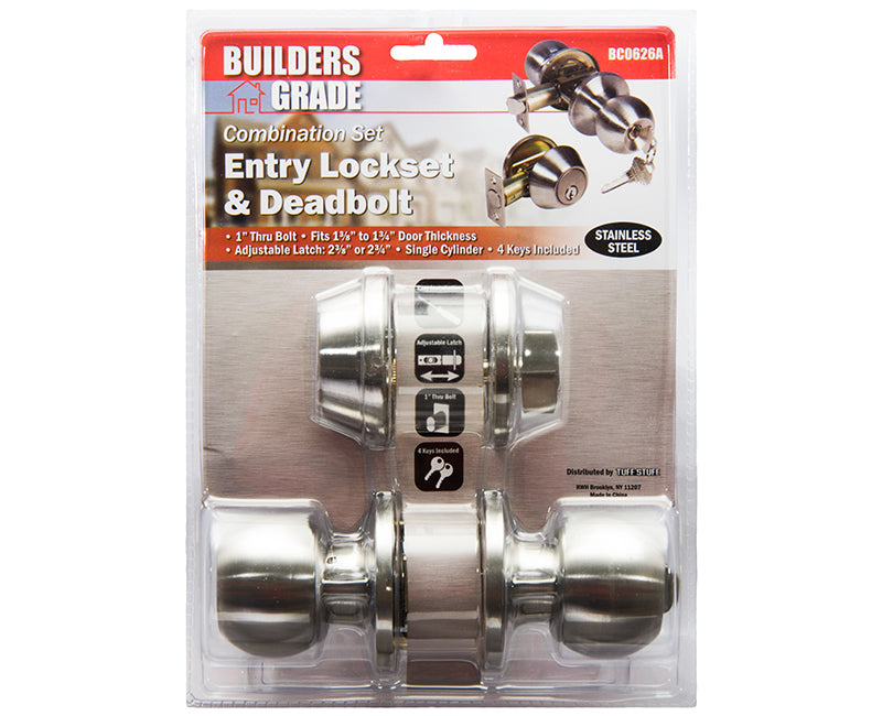 Builder's Grade Ball Style Lockset Combo Carded - US3